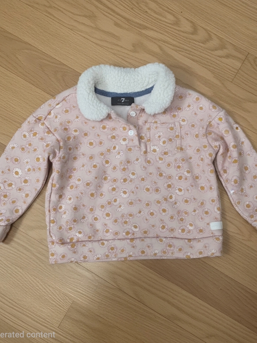 7 For All Mankind Pink Daisy Sherpa-Collar Pullover